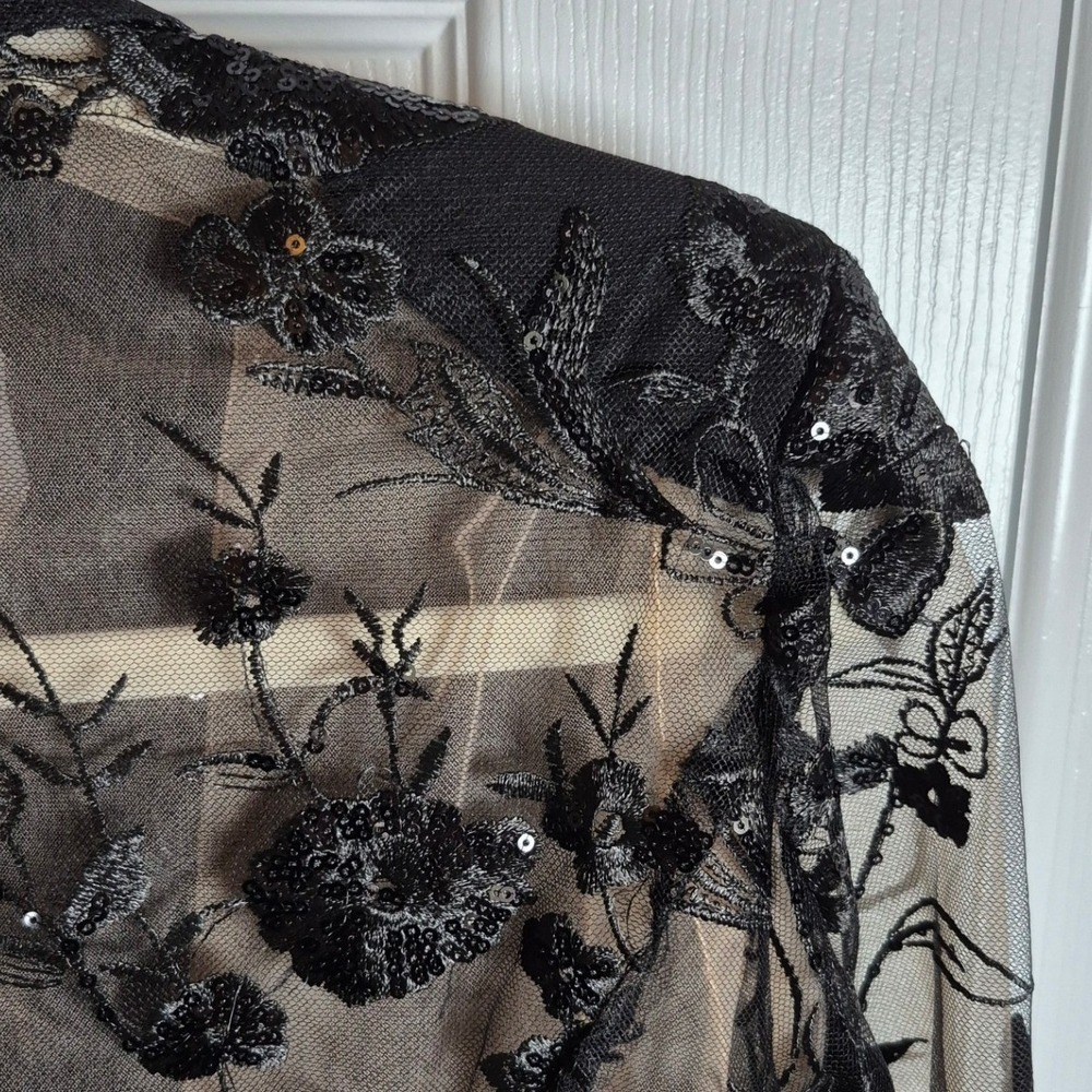 Fashion Nova Luxe black floral Vera sequin embroidered blazer jacket women large - Picture 16 of 16